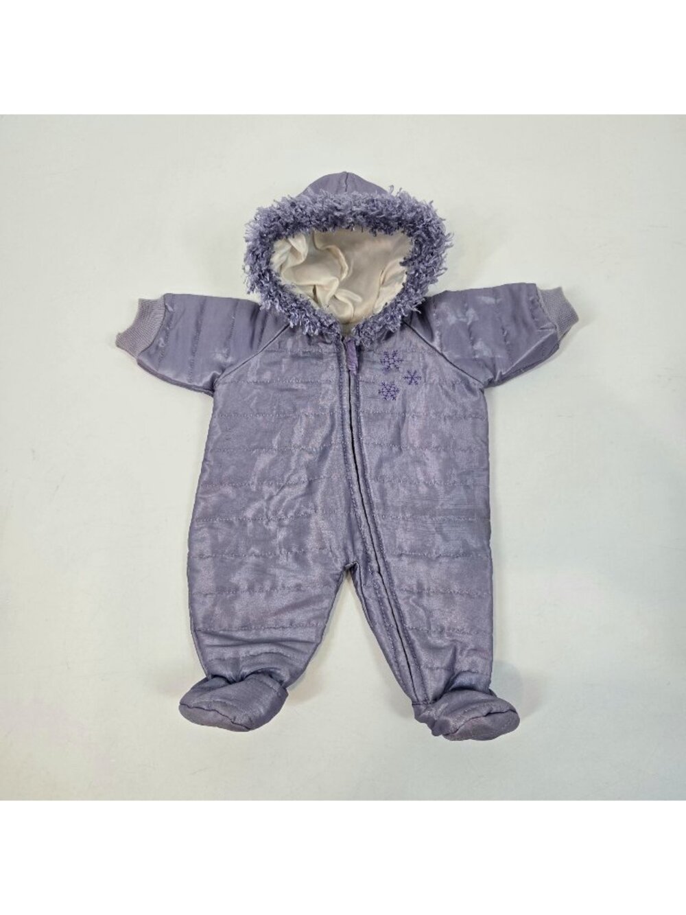 Vintage American Girl Bitty Baby Snowflake Set Purple Snowsuit with Hood Zip Up